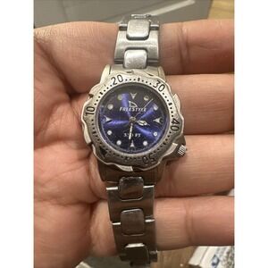 Working Freestyle 28mm Blue Dial Diver Ladies Quartz Watch New Battery Steel